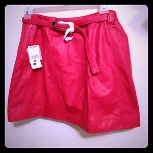 Softest leather fuchsia pink small skirt